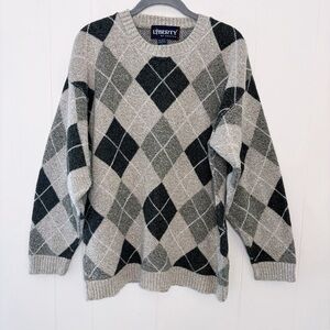 Vintage Liberty Beige & Black Argyle Sweater L